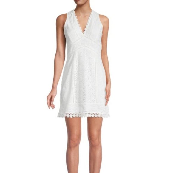 Women's 12 Solid White Lace Sleeveless Casual Beach Bride Eso Zhara V-Neck Dress - Picture 1 of 7